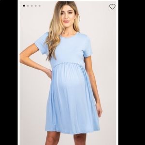 PinkBlush Solid Crochet Trim Maternity Shift Dress
